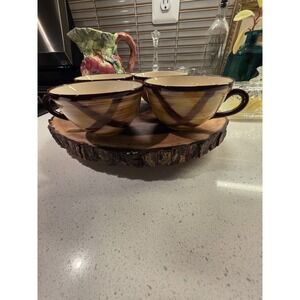 Set Of 4 VernonWare Teacups Vintage Organdie Yellow Brown